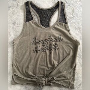 Doughnuts & Deadlifts Women's Olive Tank Top